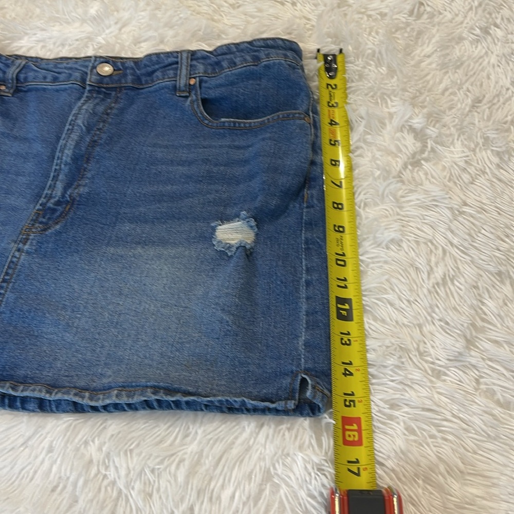 INDIGO RISING Denim Blue Distressed Women's Skirt SIZE LARGE - Picture 2 of 5